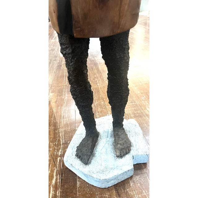 Mid 20th Century Mid 20th Century Sculpture of African Woman made of Iron and Marble base For Sale - Image 5 of 8