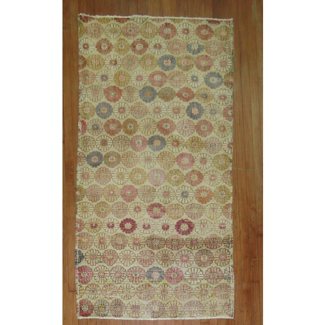 Mid-Century Modern 1960s Worn Turkish Deco Rug For Sale - Image 3 of 6