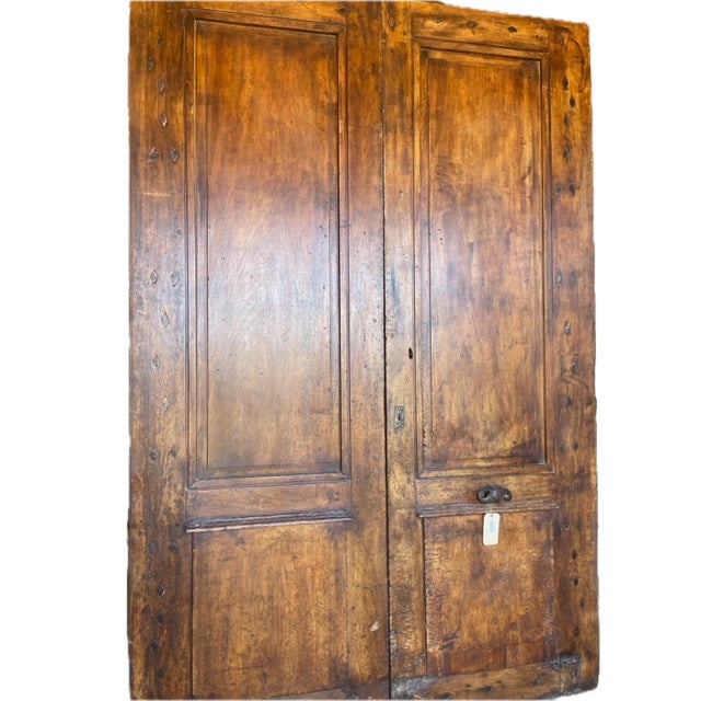 Mid 19th Century French Antique Walnut Pair of Doors With Original Hardware For Sale - Image 5 of 5