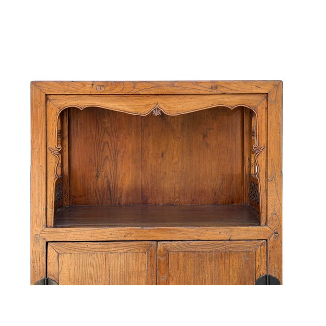 1960s Vintage Light Brown Open Display Alcove Storage Cabinet For Sale - Image 5 of 13