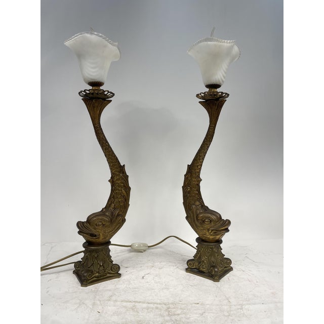 Vintage Brass Lamps, 1920s, Set of 2 For Sale - Image 14 of 16