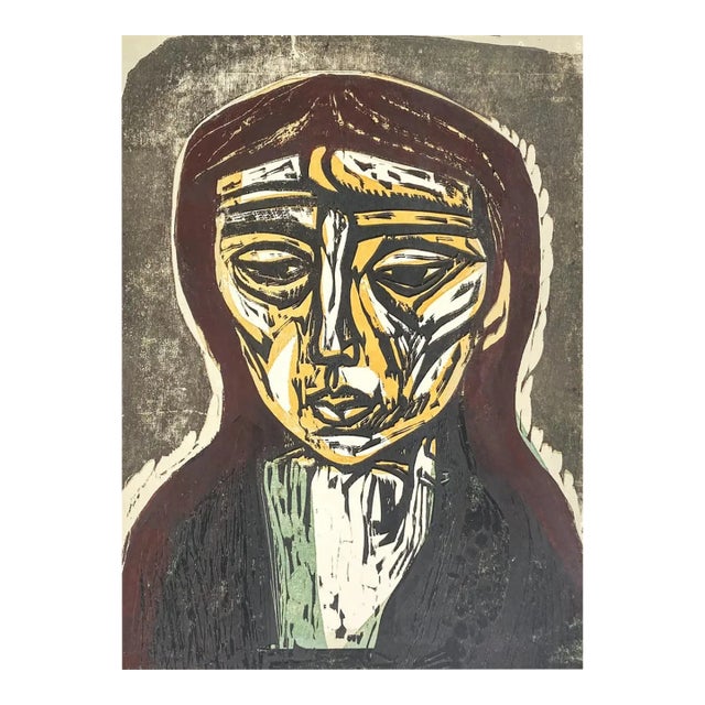 1966 Irving Amen Rebecca Woodblock Artist's Proof For Sale