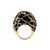 Late 20th Century Vintage David Webb Leaf Motif 18k Yellow Gold Black Enamel Dome Cocktail Ring, Size 5.5 For Sale - Image 5 of 9