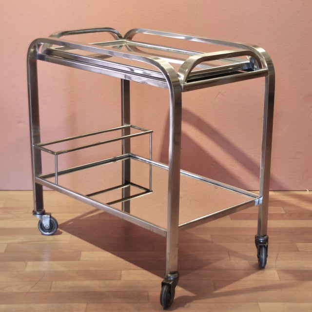 Jacques Adnet French Art Deco Bar Trolley by Jacques Adnet, 1930s For Sale - Image 4 of 12