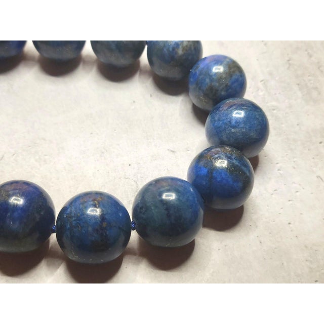 Contemporary Lapis Lazuli Necklace With Vintage Crystal Clasp, 18" For Sale - Image 3 of 8