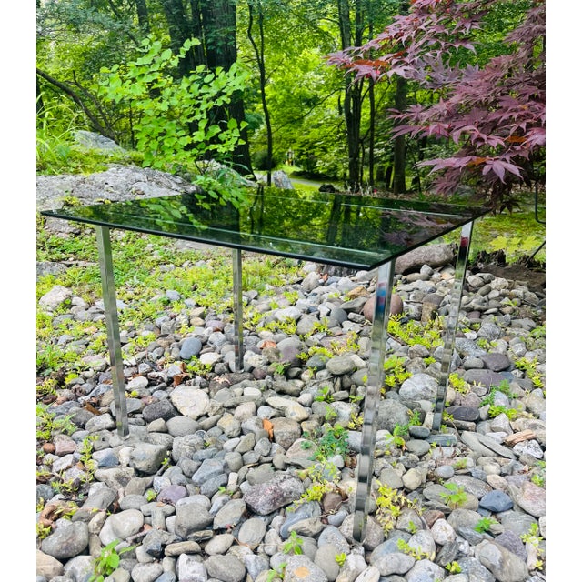 Chrome and Smoked Glass Side Table Baughman Era For Sale - Image 9 of 10