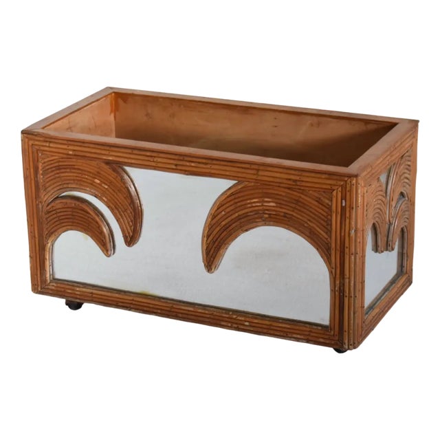 Mirror and Bamboo Planter from Vivai Del Sud, 1970 For Sale