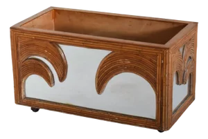 Mirror and Bamboo Planter from Vivai Del Sud, 1970
