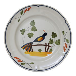 Late 20th Century French Faience Bird Wall Plate Hand Painted French Provence Decor