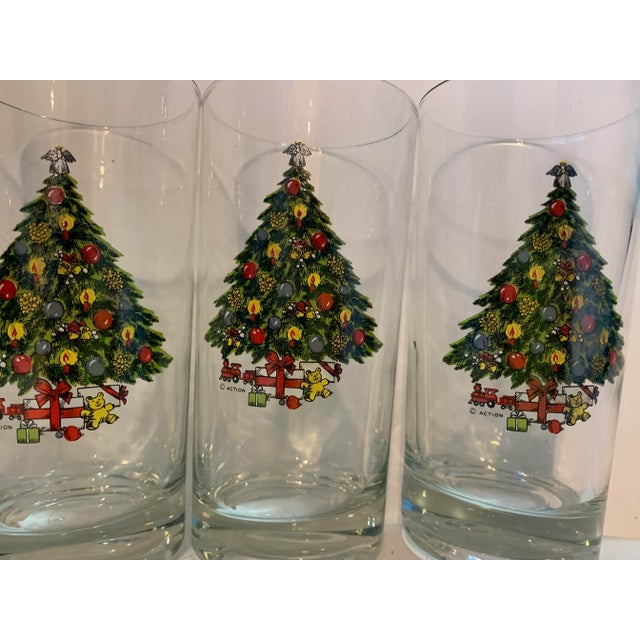 1980s Vintage Christmas Tree Tumbler Glasses, a Set of 4 For Sale - Image 5 of 9