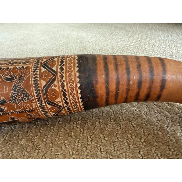Monumental 22" Peruvian Hand Carved Mate Burilado Storyteller Gourd Rattle - Vintage For Sale In Baltimore - Image 6 of 13