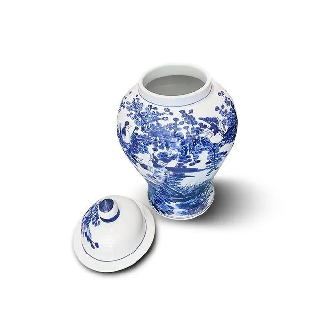 1980s Asian Blue & White Ginger Jar With Lid For Sale - Image 4 of 5