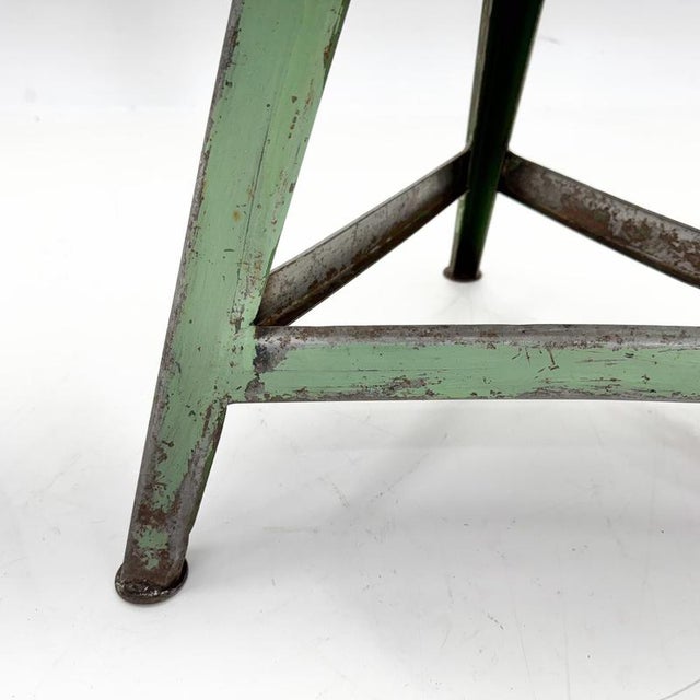 Vintage Industrial Steel & Wood Tripod Stool, 1950s For Sale - Image 9 of 11