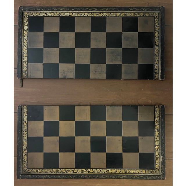 Antique 19th Century Chinese Export Black, Red & Gold Lacquer Wooden Game Board for Chess, Checkers and Backgammon For Sale - Image 15 of 16