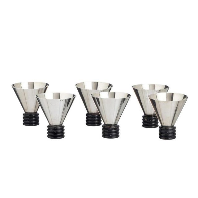 Art Deco Silver Glasses, Set of 6 For Sale - Image 6 of 6