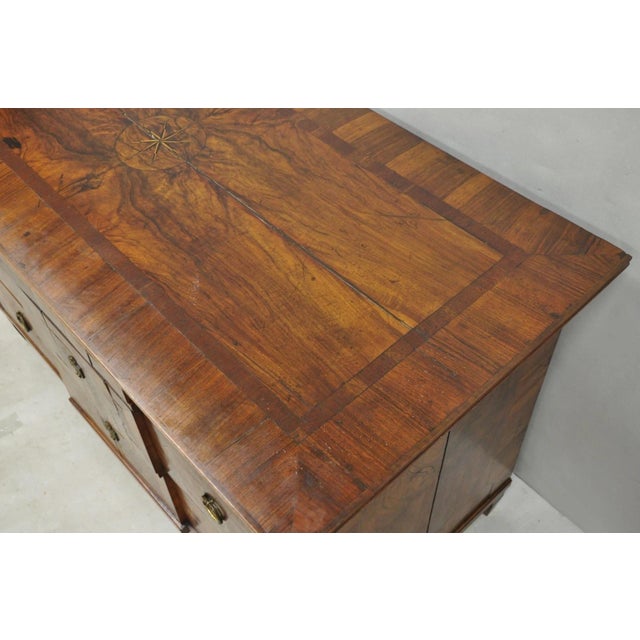 Antique Italian Biedermeier Burr Walnut 3 Drawer Commode Dresser Chest of Drawer For Sale - Image 9 of 18