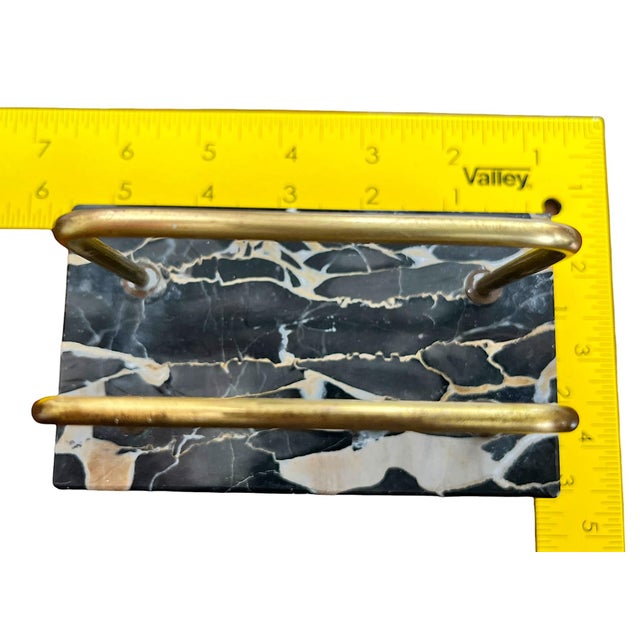 Karl Springer Vintage Italian Marble & Brass Desk Organizer / Letter Holder For Sale - Image 4 of 6