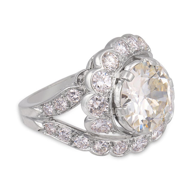 Contemporary 1960s Mid Century Gia 2.26 Carat Old European Cut Diamond Platinum Engagement Ring, Size 3.25 For Sale - Image 3 of 6