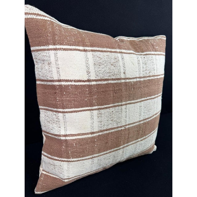 Contemporary Turkish Hemp Pillow Cushion Natural Beige Brown Pillow Cushion Cover 24x24 For Sale - Image 3 of 4