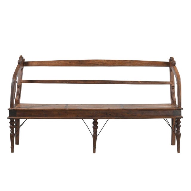 Indian Antique Indian Teakwood Bench For Sale - Image 3 of 4