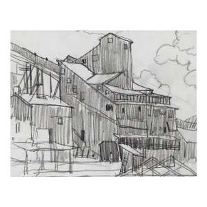 1931 Norman Kent Industrial Drawing of Luzerne Pennsylvania