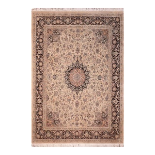 Medallion 1990's Pak-Persian Taupe/Black Wool Rug - 8'0'' X 10'0'' For Sale