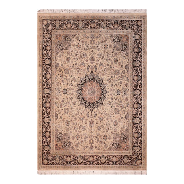 Medallion 1990's Pak-Persian Taupe/Black Wool Rug - 8'0'' X 10'0'' For Sale