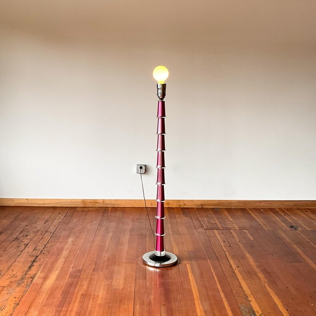 Mid-Century Modern 1980s Art Deco Metallic Glass Floor Lamp For Sale - Image 3 of 15