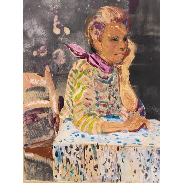 Contemporary Late 20th Century Vera M. Dickerson Contemporary Original Watercolor Painting of Woman Titled "Cafe", Framed For Sale - Image 3 of 9