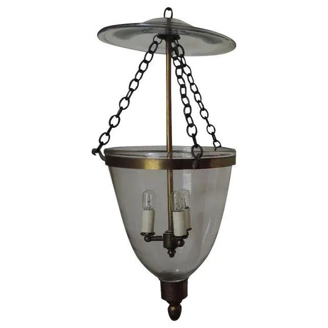 19th Century English Bell Jar Glass Hall Smoke Shade Electrified Lantern For Sale - Image 11 of 11