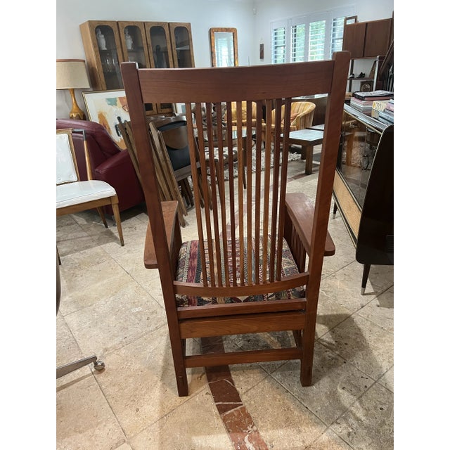 Arts & Crafts 1990s Stickley Arts & Crafts Spindle High Back Armchair For Sale - Image 3 of 12
