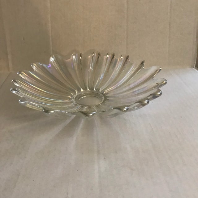Transparent Mid-Century Clear Irridescent Bowl Large With Ruffled Edges For Sale - Image 8 of 8