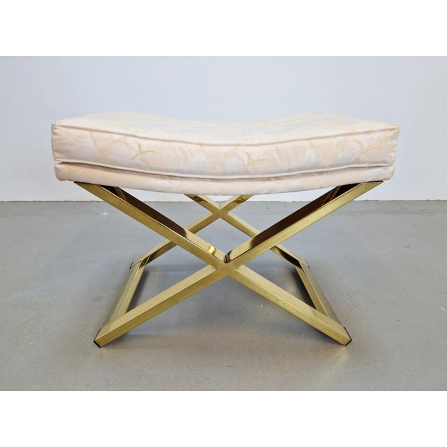 Vintage Regency Brass Cross Stool, Italy, 1970s For Sale - Image 11 of 11