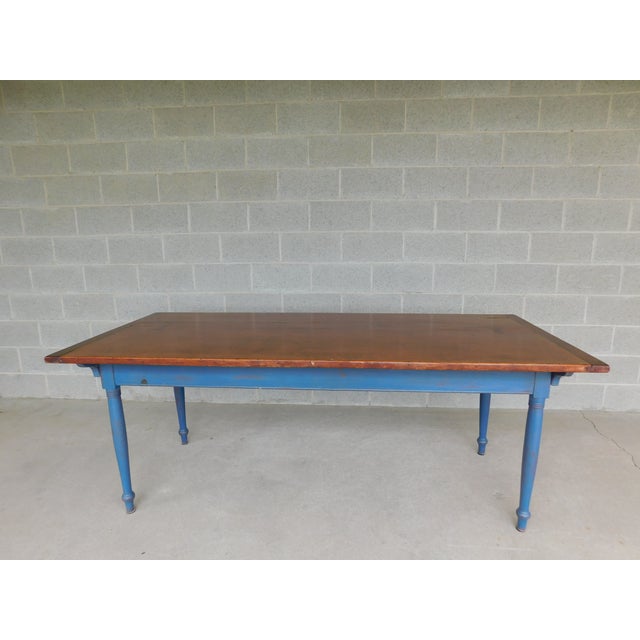 Vintage Shaker Style Custom Handmade Robins Egg Blue Base Dining Table