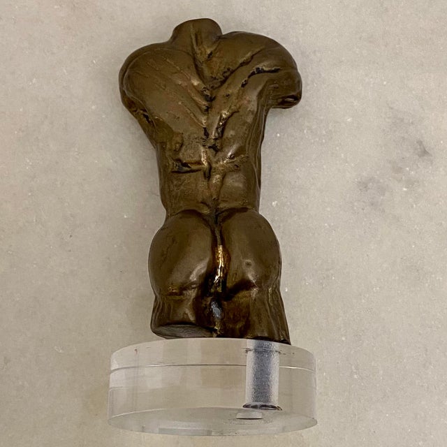 Bronze Torso Sculpture by Enrico Manera, 1970s, in Flawless conditions. Designed 1970 to 1979 This piece has an...