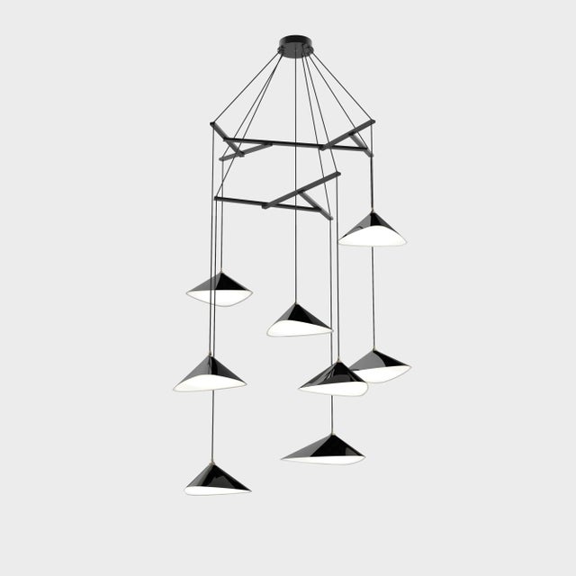 Wood Daniel Becker 'Emily Vertikal 8' Chandelier in Anthracite/Oak for Moss Objects For Sale - Image 7 of 12