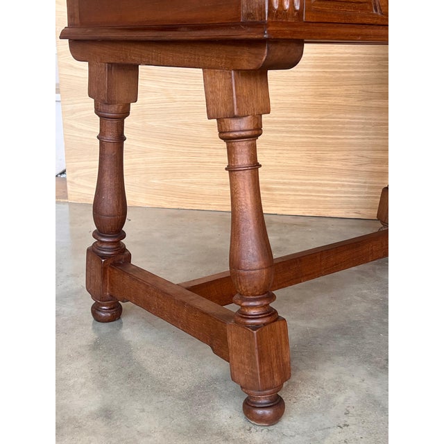 Pair of Early 20th Spanish Light Walnut Country Farm Desk with Two Drawers For Sale - Image 14 of 18
