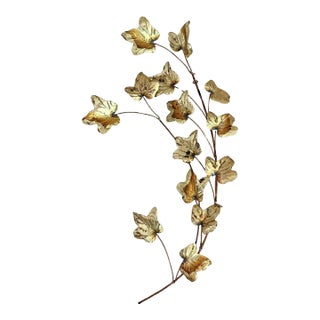 Vintage Brass Ivy Leaf Wall Sculpture — Mid-Century Metal Wall Art For Sale