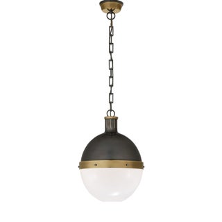 Large Hicks Pendant Light in Bronze and Glass from Thomas Obrien For Sale