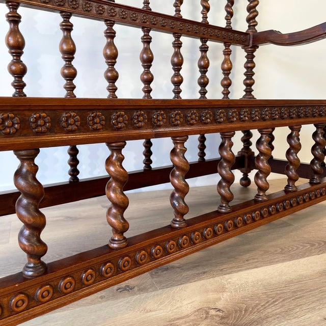 Wood 19th Century Walnut Barley-Twist Hall Bench For Sale - Image 7 of 12