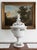 2000 - 2009 Large Mid-Century Italian White Glazed Ceramic Covered Urn With Cherub Medallions For Sale - Image 5 of 11