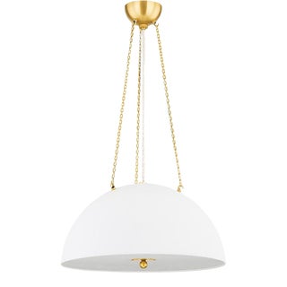 Hudson Valley Lighting Mark D. Sikes Chiswick 3-Light Pendant, Aged Brass/White Plaster For Sale