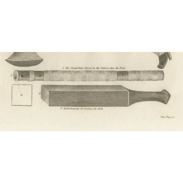 Warren, Otaheitean Tools in Tahiti, French Polynesia, 1793, Engraving For Sale - Image 3 of 6