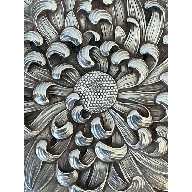 Vintage Meiji Period Sterling Silver Flower Hand Mirror For Sale - Image 10 of 12