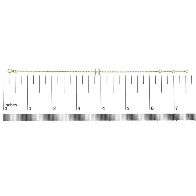 10K Yellow Gold Diamond Accent "H" Initial Charm and Link Bracelet For Sale In New York - Image 6 of 6