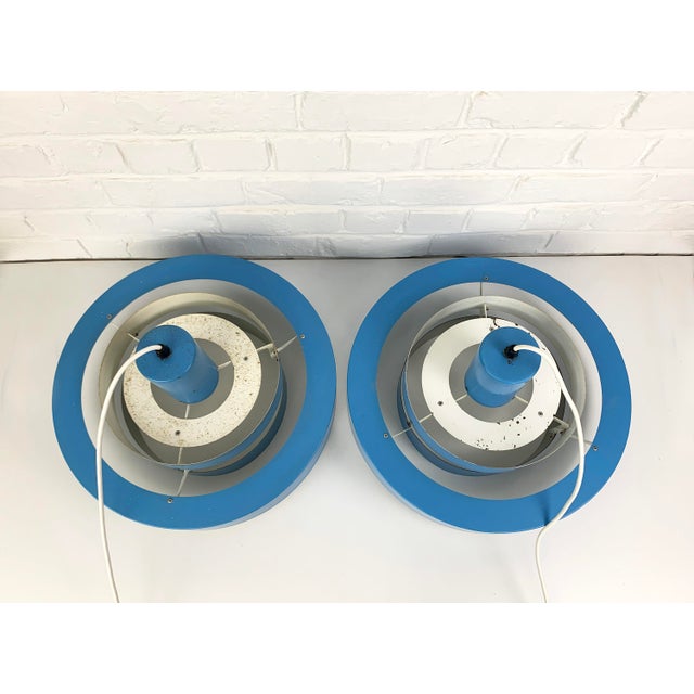 Blue Equator Pendant Lamps by Jo Hammerborg for Fog & Mørup, 1968, Set of 2 For Sale - Image 11 of 16