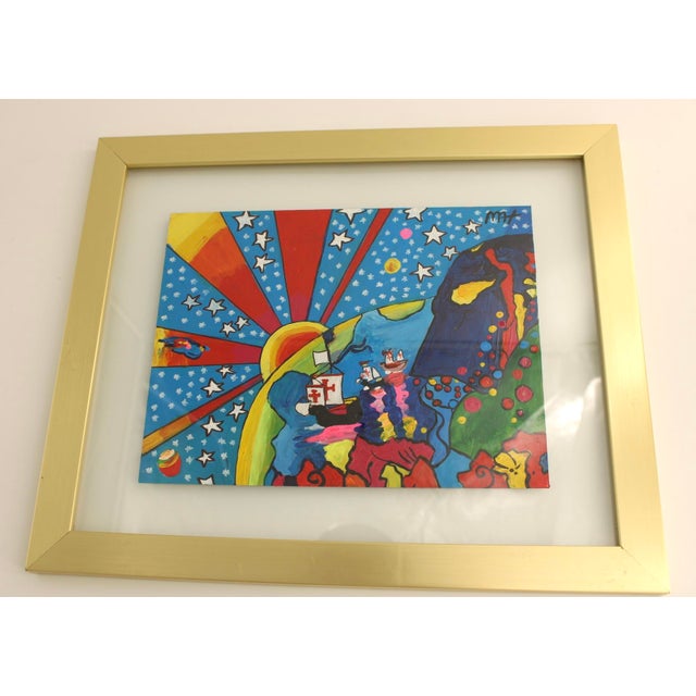 Original PETER MAX Painting (not just a print), Acrylic on Paper. Signed by the artist on front. The back of the piece is...