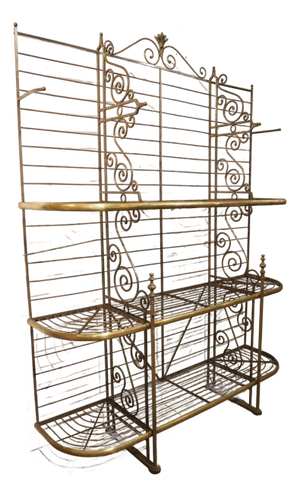 Grand Antique French Iron and Brass Boulangerie Baker’s Rack, Circa 1900