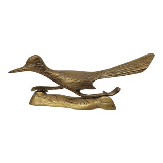 Vintage Brass Road Runner Metal Art Statue Sculpture For Sale