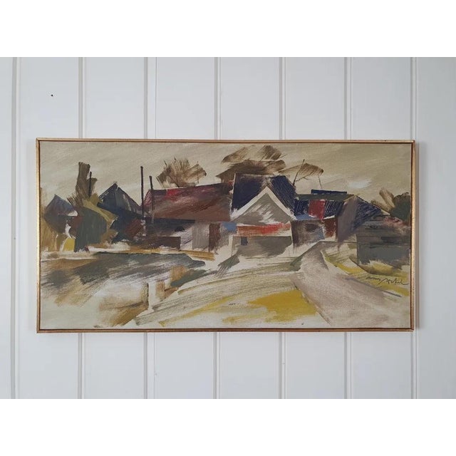 An original vintage scandinavian mid-century modern oil painting by dutch-swedish artist adrian van arkel (1924–2006)....